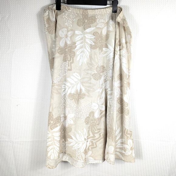 Binder Sportswear 36 Beige Floral Skirt Made USA Elastic Waist Modest Midi - Picture 2 of 4